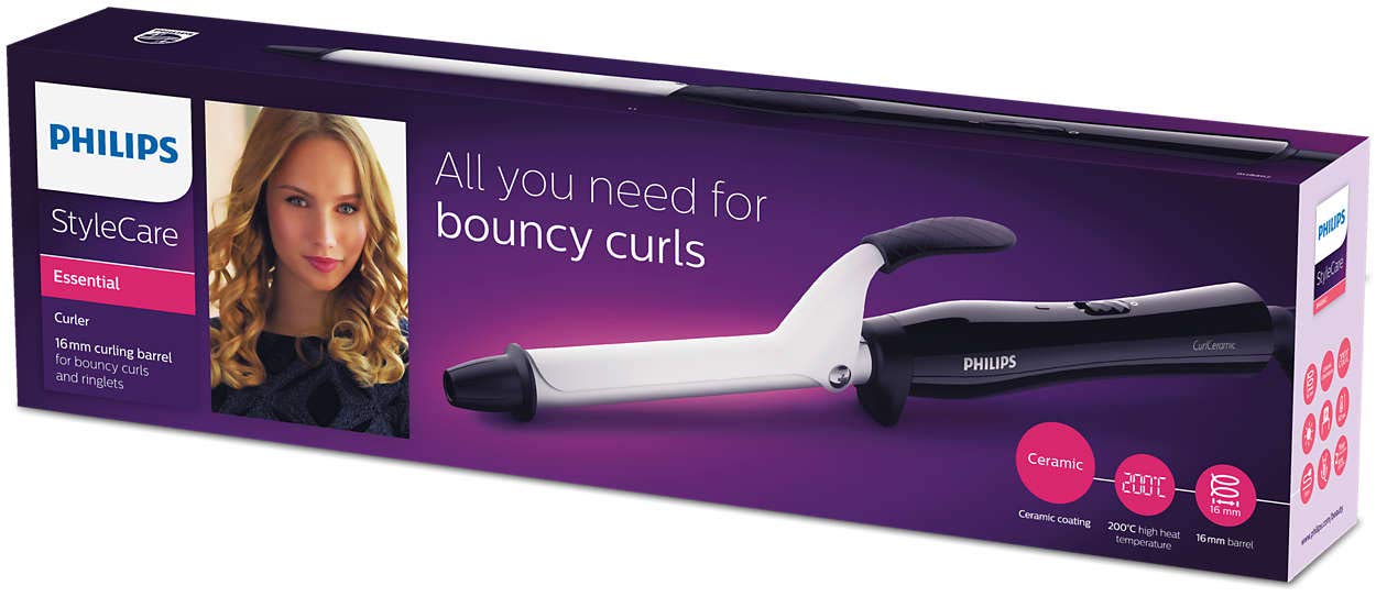 Philips Stylecare Essential Hair Curler. 16Mm Curling Barrel .Protective Ceramic Coating. Cool Tip. 3 Pin, Bhb862/03