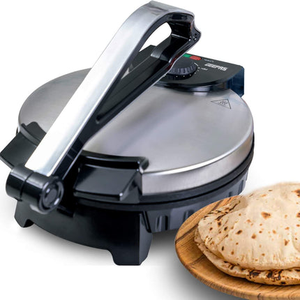 Geepas 1200W Mexican Style Tortilla Press - Roti/Chapati Maker جهاز صنع البان كيك والكريب من جيباس