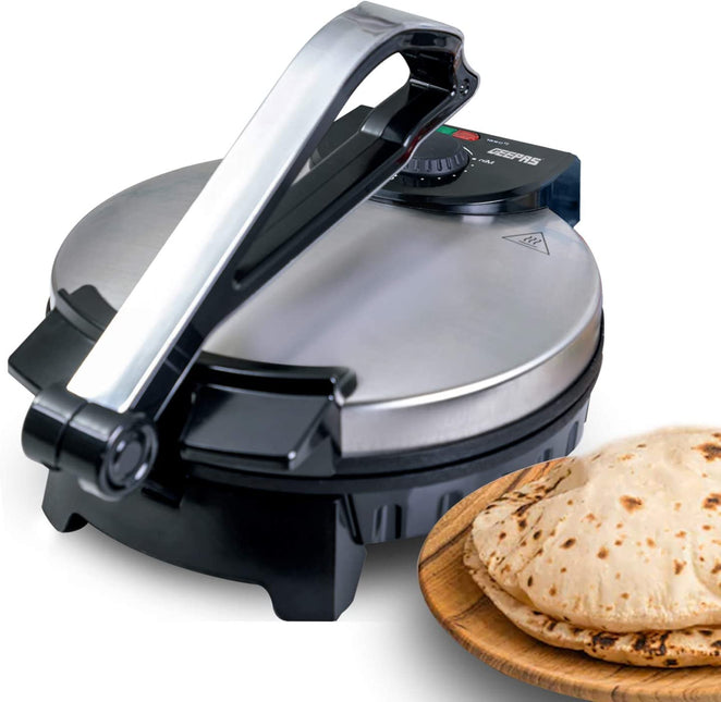 Geepas 1200W Mexican Style Tortilla Press - Roti/Chapati Maker جهاز صنع البان كيك والكريب من جيباس