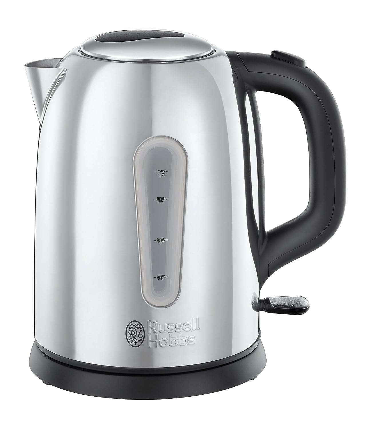 Russell Hobbs Coniston Electric Kettle, 1.7L Capacity 3000W Sleek Stainless Steel Design with Rapid Boil, Removable Filter, Perfect for Warm Beverages for Home & Office use – 23760 (Silver)