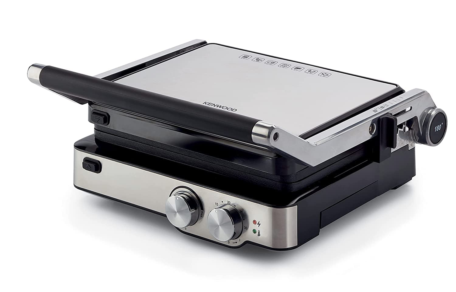 KENWOOD Grill 2000W Contact Health Grill Panini Press with Variable Temperature, Timer, 3 Grill Positions for Panini  شواية صحية 2000 واط مع إعداد وقت ودرجة حرارة قابلين للتعديل و3 اوضاع للشواء لتحضير البانيني والبرجر