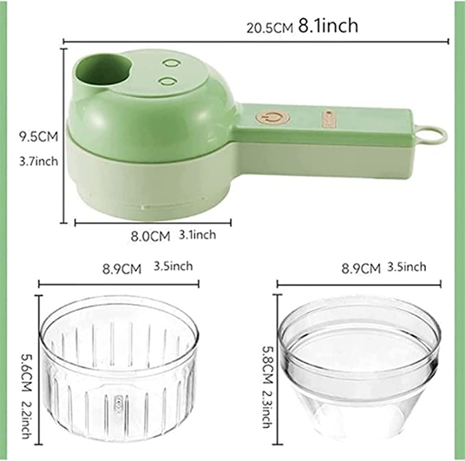 4 in 1 Handheld Electric Vegetable Cutter Set - Wireless Food Processor, Electric Vegetable Chopper