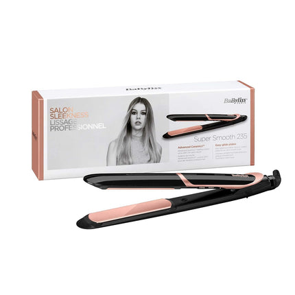 BaByliss Bronze Shimmer Hair Straightener | Fast Heat-up With Tourmaline-ceramic Coated Plates | 6 Digital Heat Settings 140°C - 235°C | Ionic Frizz Control & Auto Shut Off | ST391SDE (Black)