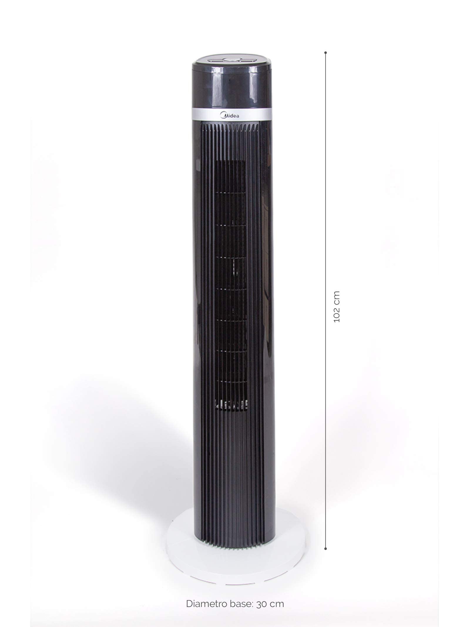 Midea Tower Fan with Multifunction Remote Control, 3 Wind modes-Natural مروحة على شكل برج من ميديا، اسود، 5.5 كغم