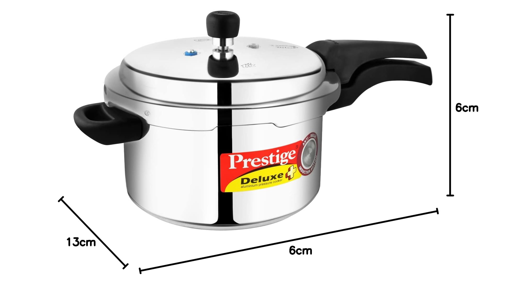 Prestige Deluxe Plus Pressure Cooker 5 Ltr | Aluminium Pressure Cooker With Lid | Exclusive Pressure Indicator|Induction Compatible Silver