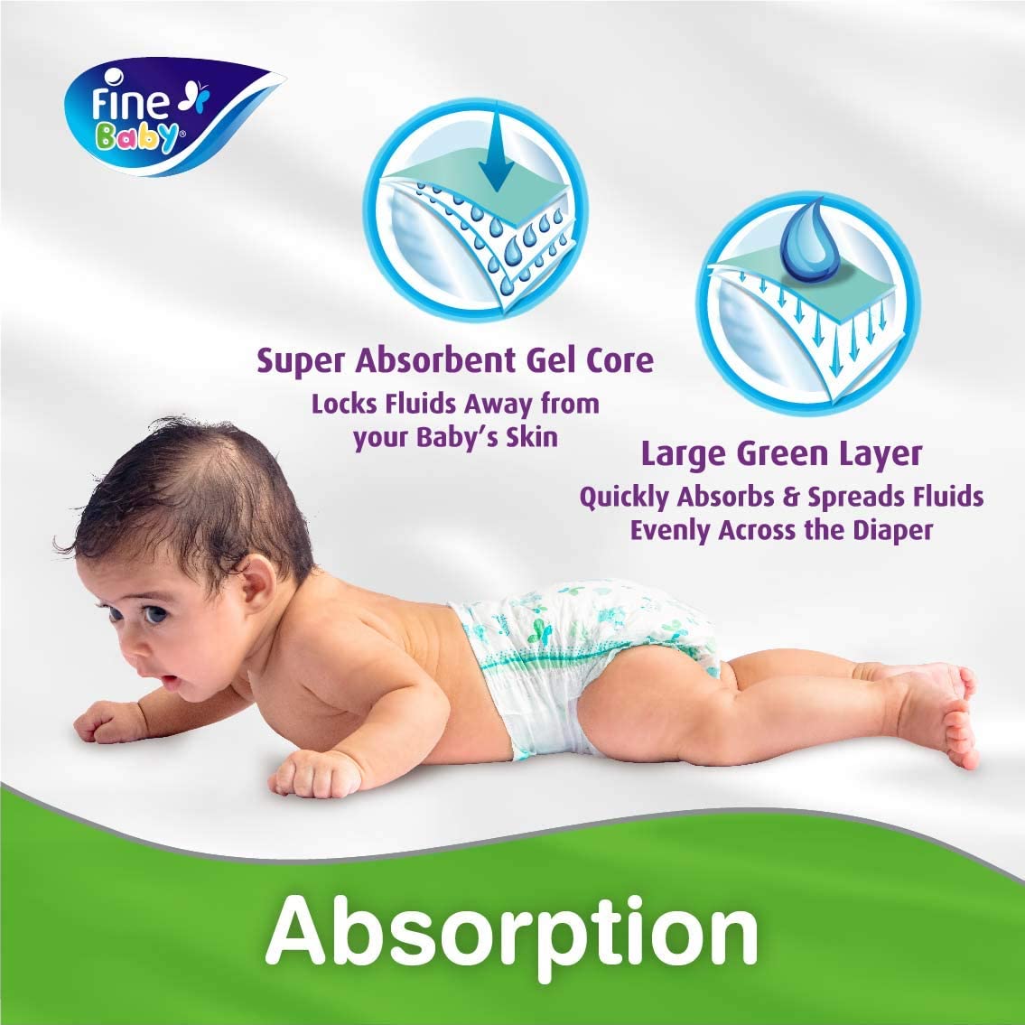 Fine Baby Diapers Size 6 Junior 16+ kg 36pcs حفاظات فاين بيبي بلوشن لمسة الأم، حجم جونيور 16+ كغم، العبوة الكبيرة 36 حفاظة