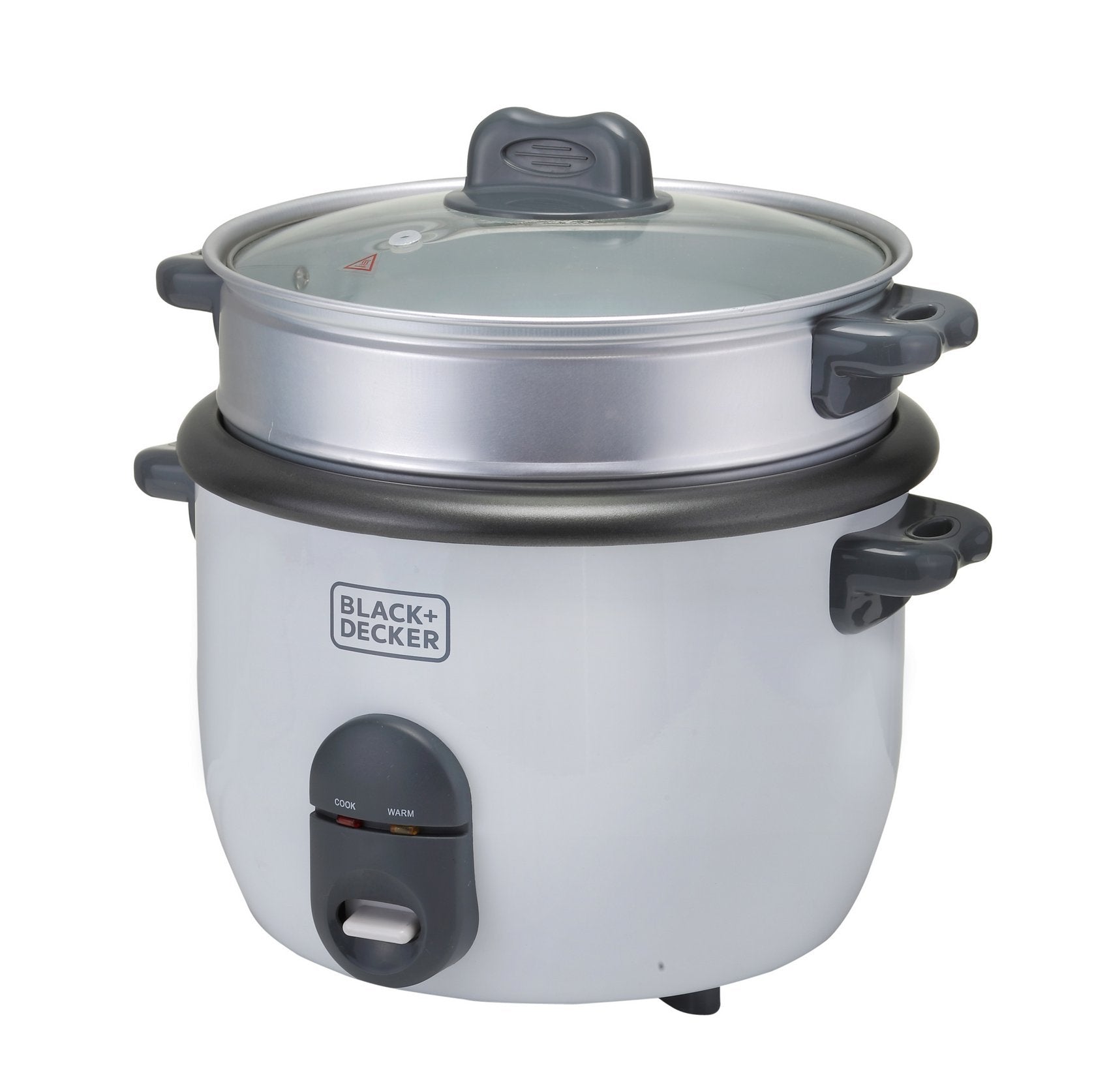 BLACK+DECKER 700W 1.8L Rice Cooker Removable NonStick Bowl And Steaming Tray With Water Level Indicator, RC1860 صانعة ارز سعة 1.8 لتر من بلاك اند ديكر - ابيض،