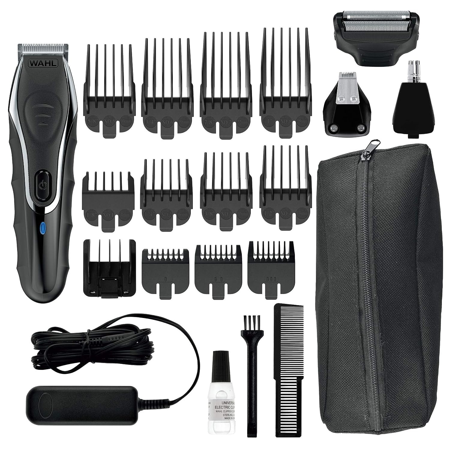 WAHL Aqua Groom Rechargeable Trimmer Kit, Showerproof Lithium Ion Trimmer, Foil Shaver and Detailer, 12 Combs for different beard haircutting lengths, 3 hours Run Time, 09899-027