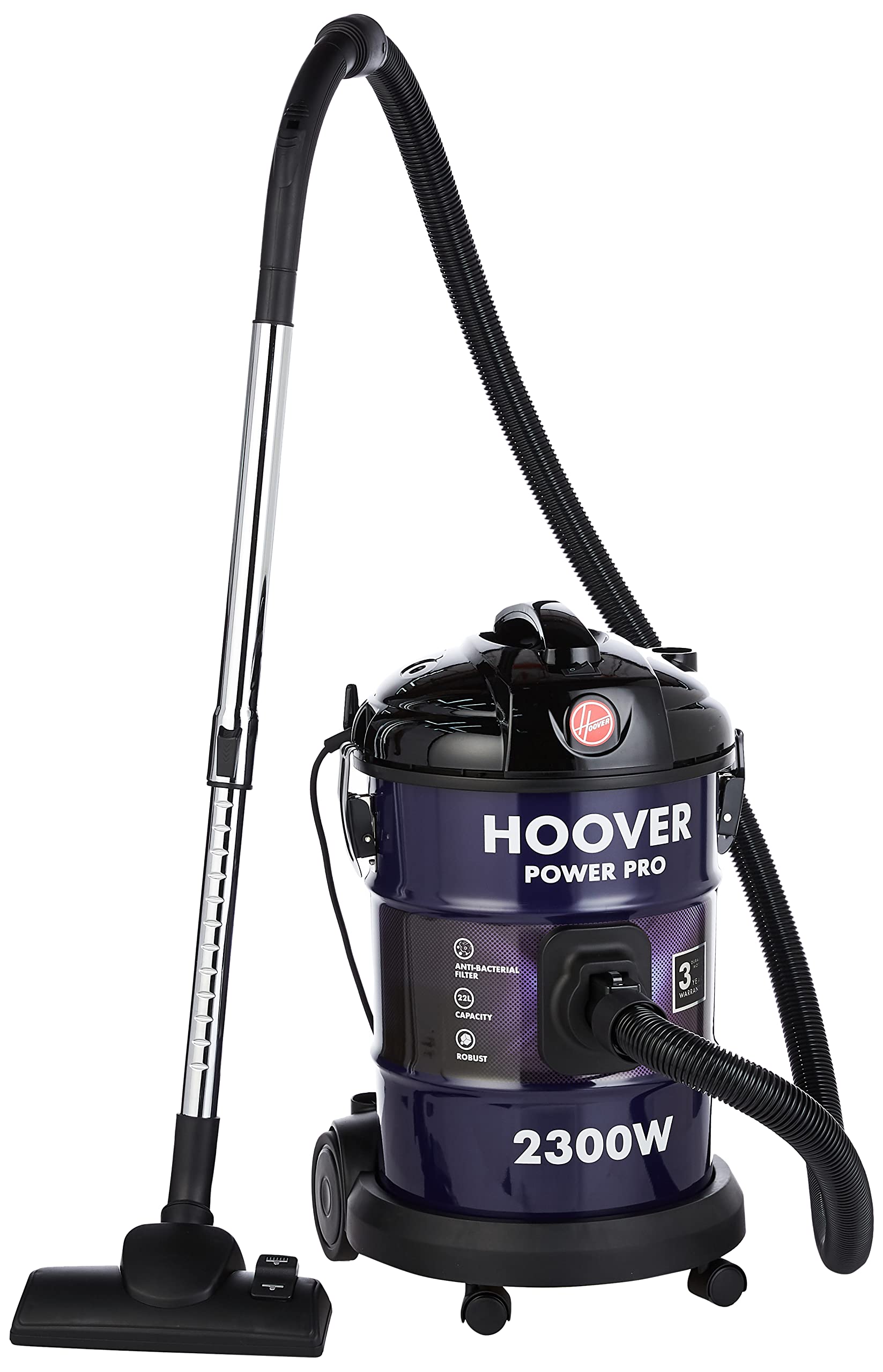 Hoover Power Pro Drum Vacuum Cleaner 22 Litre XL Large Capacity, 2300W مكنسة كهربائية هوفر 2300 واط باور برو تانك - ارجواني