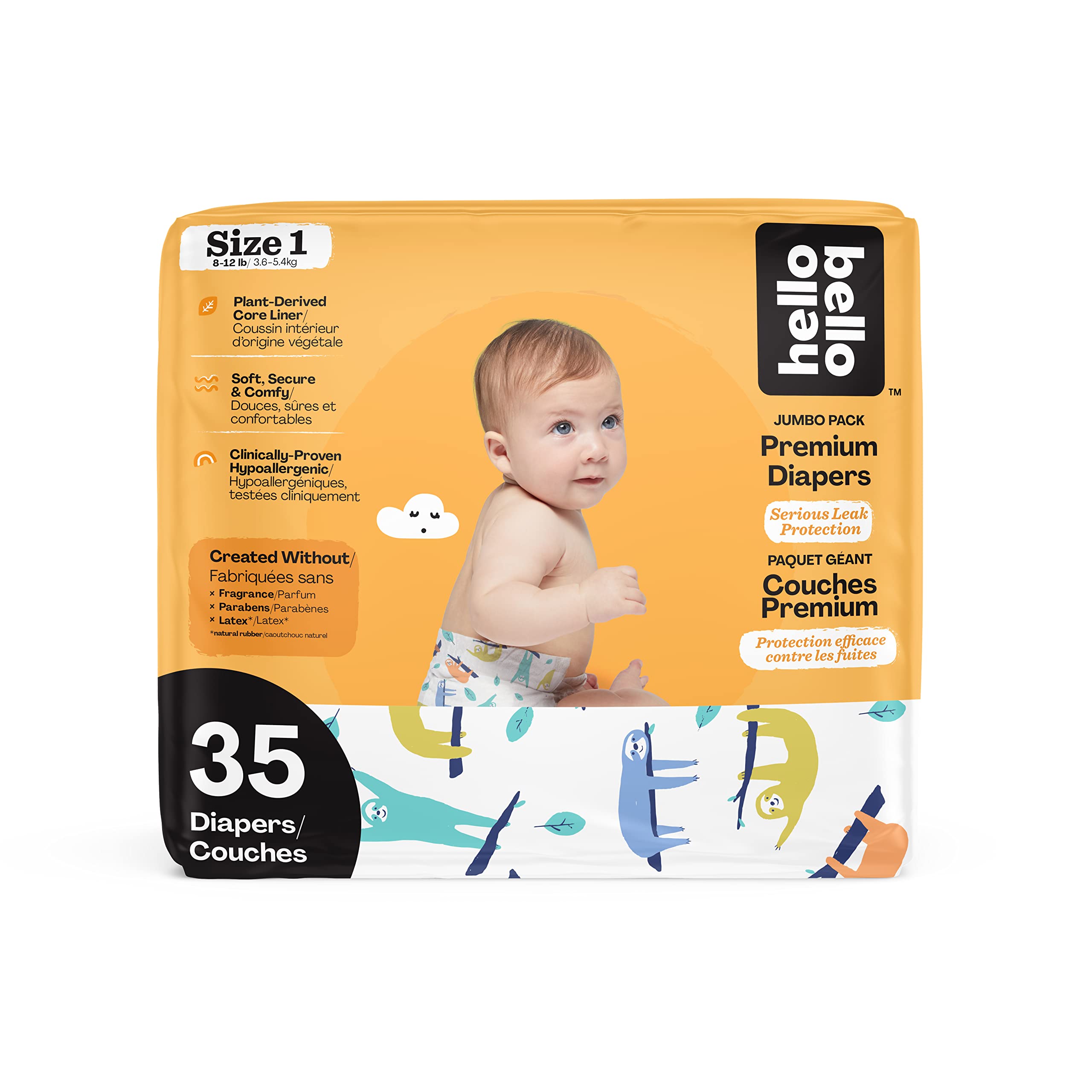 Hello Bello Size 1 Hypoallergenic Baby Diapers 35 Count, 35 Ct هالو بيلو حفاضات اطفال مضادة للحساسية مقاس 1، 35 قطعة