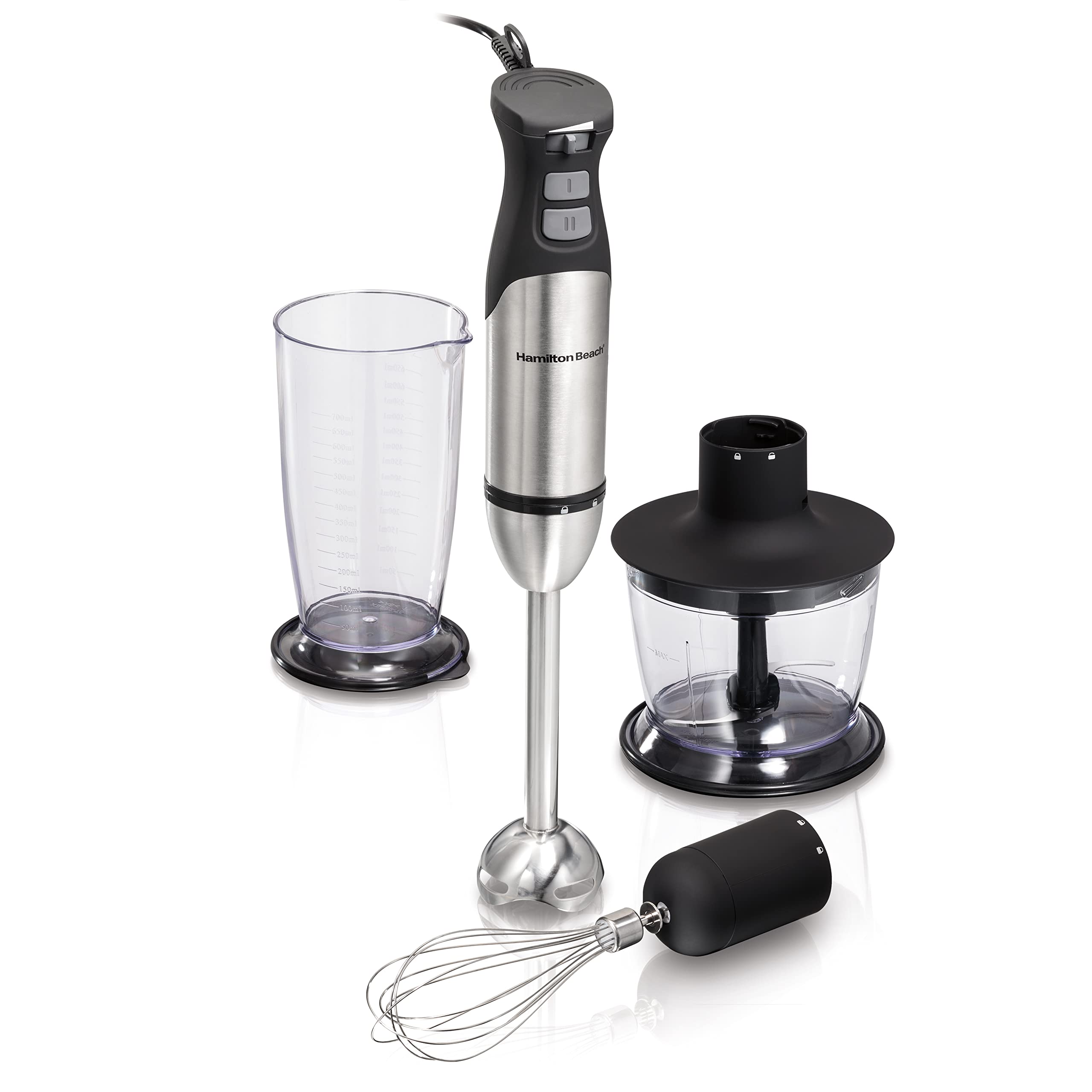 Hamilton Beach 5 In 1 Stainless Steel Hand Blender, Powerful Turbo Boost With Variable Speeds, Chopper, Mixer, Food Processor