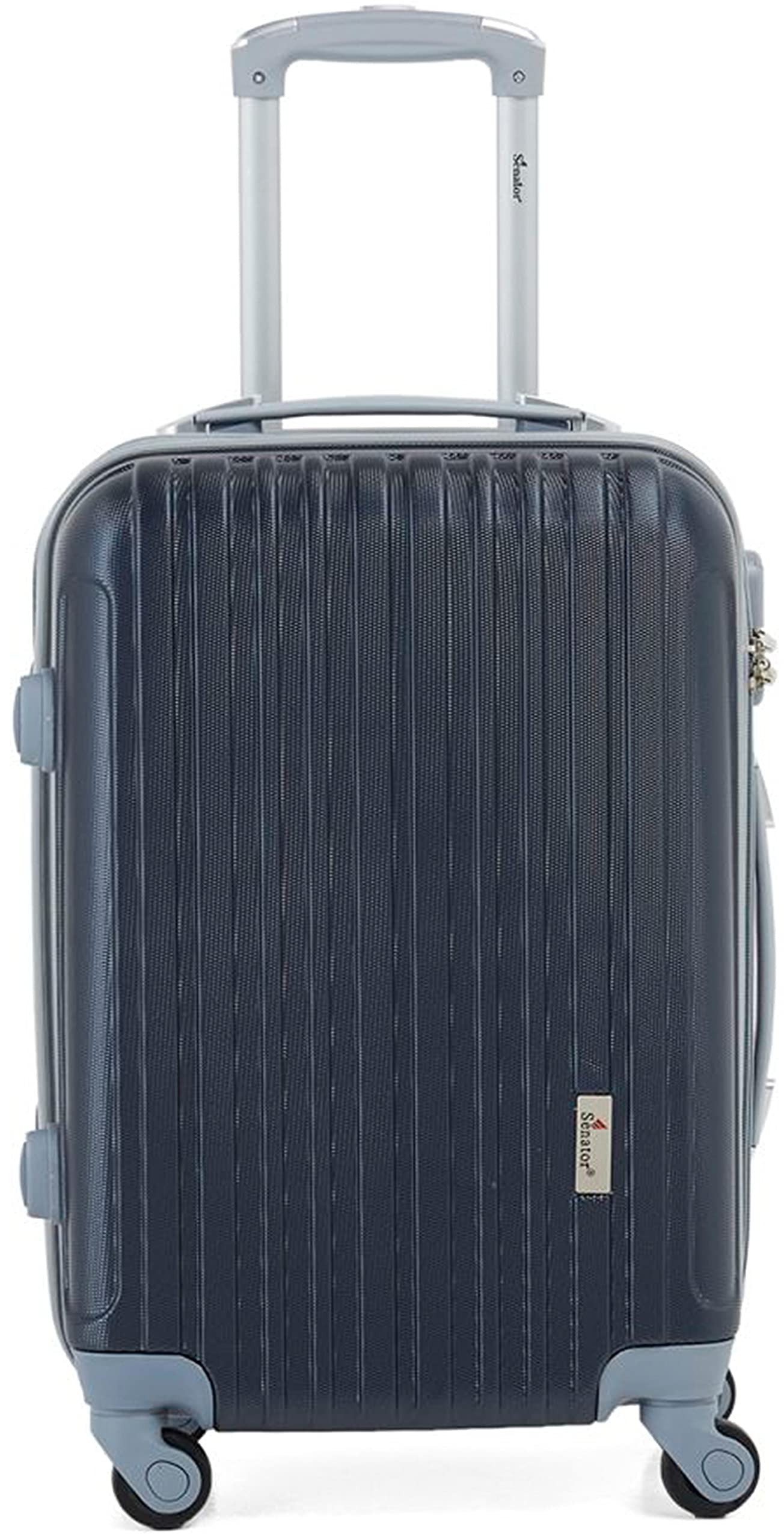 Senator Hard side Suitcase on Wheels Ultra Lightweight ABS Light Spinner Trolley Case with Spinner Wheels 4 - KH132 (20, Navy Blue) شنطة جانبية صلبة من سيناتور بعجلات خفيفة الوزن للغاية من مادة ABS مع عجلات دوارة 4