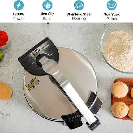 Geepas 1200W Mexican Style Tortilla Press - Roti/Chapati Maker جهاز صنع البان كيك والكريب من جيباس