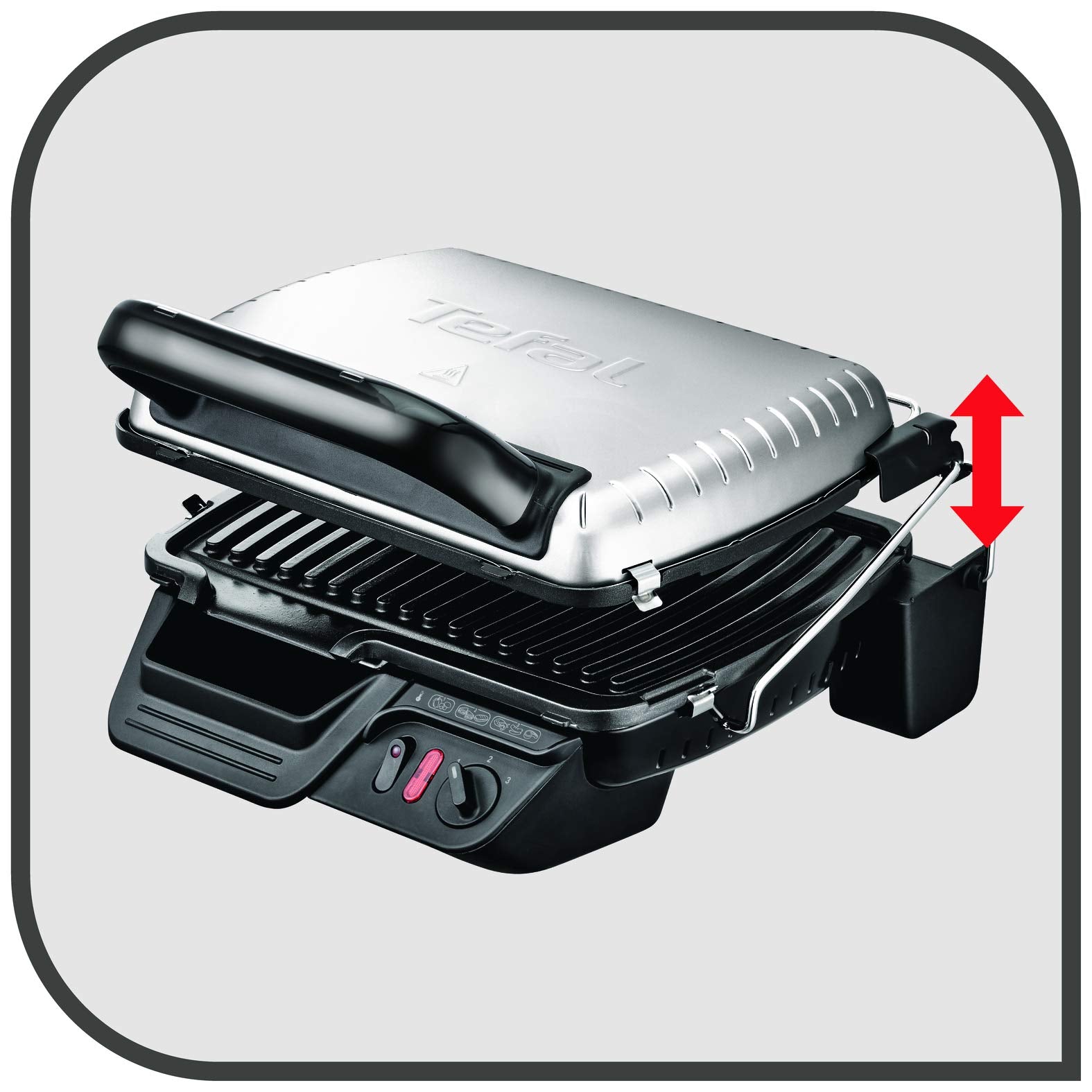 Tefal Sandwich maker, Ultra compact grill, 1 year warranty شواية كهربائية صغيرة مضغوطة الترا كومباكت 2000 واط ستانلس ستيل من تيفال، اسود