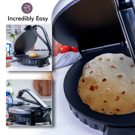 Geepas 1200W Mexican Style Tortilla Press - Roti/Chapati Maker جهاز صنع البان كيك والكريب من جيباس