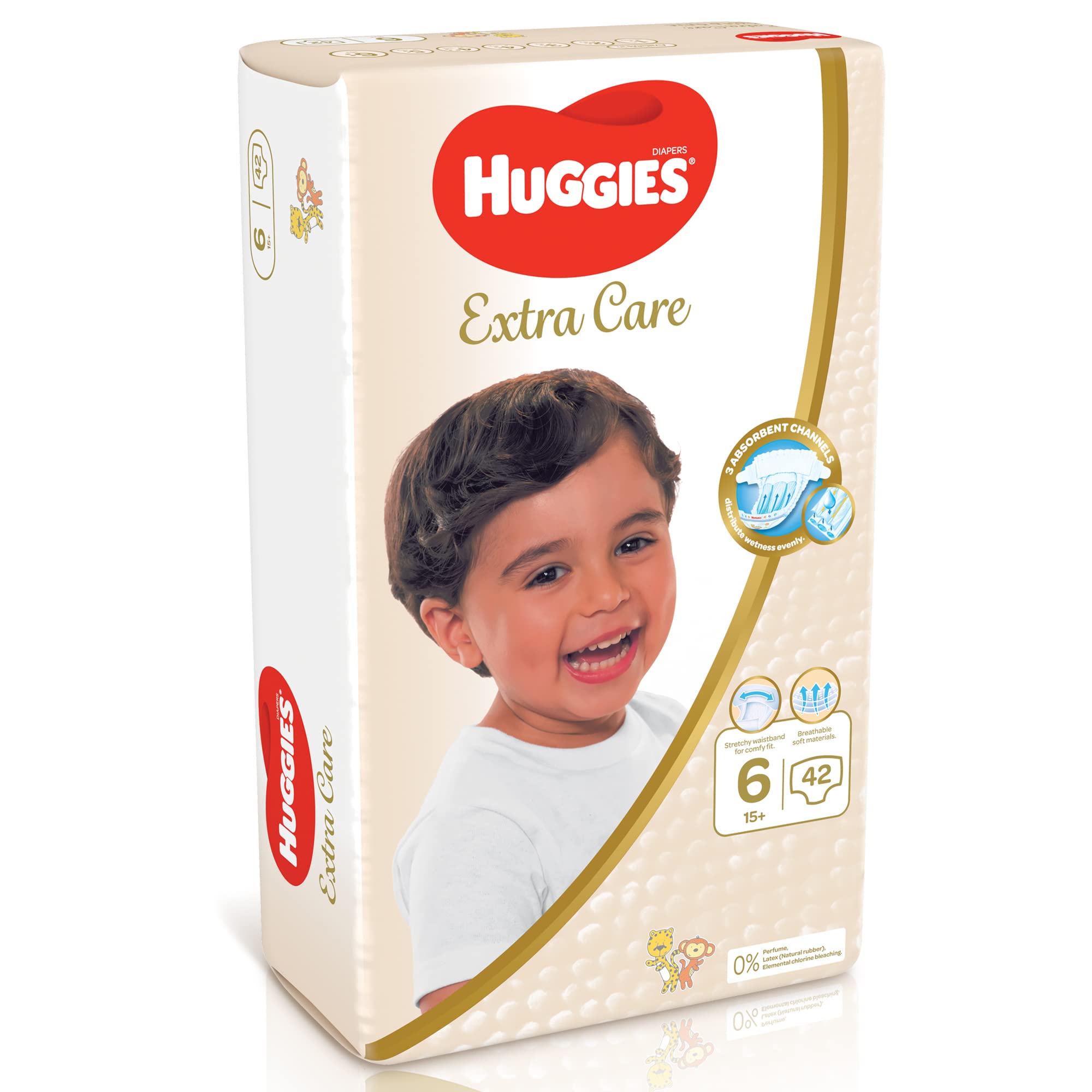 Huggies Diaper Extra Care Size 6-- 15+kg 42pcs حفاضات اكسترا كير مقاس 6 من هاجيز، وزن اكثر من 15 كجم، 42 قطعة