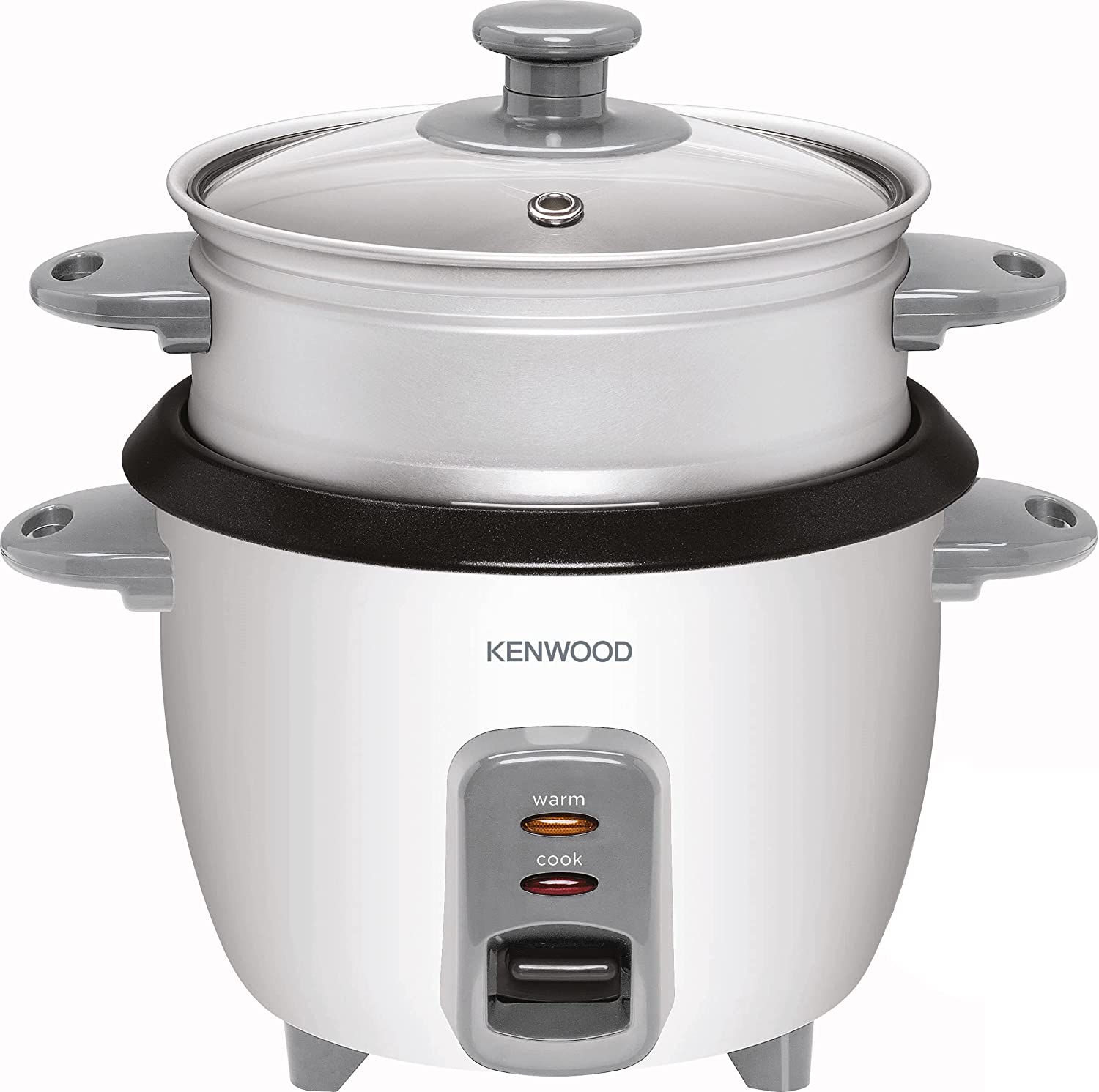 KENWOOD 2-in-1 Rice Cooker 0.6L 3-Cups Rice with Food Steamer Basket جهاز طهي الارز 2 في 1 0.6 لتر من كينوود، 3 اكواب مع سلة طهي بالبخار للطعام