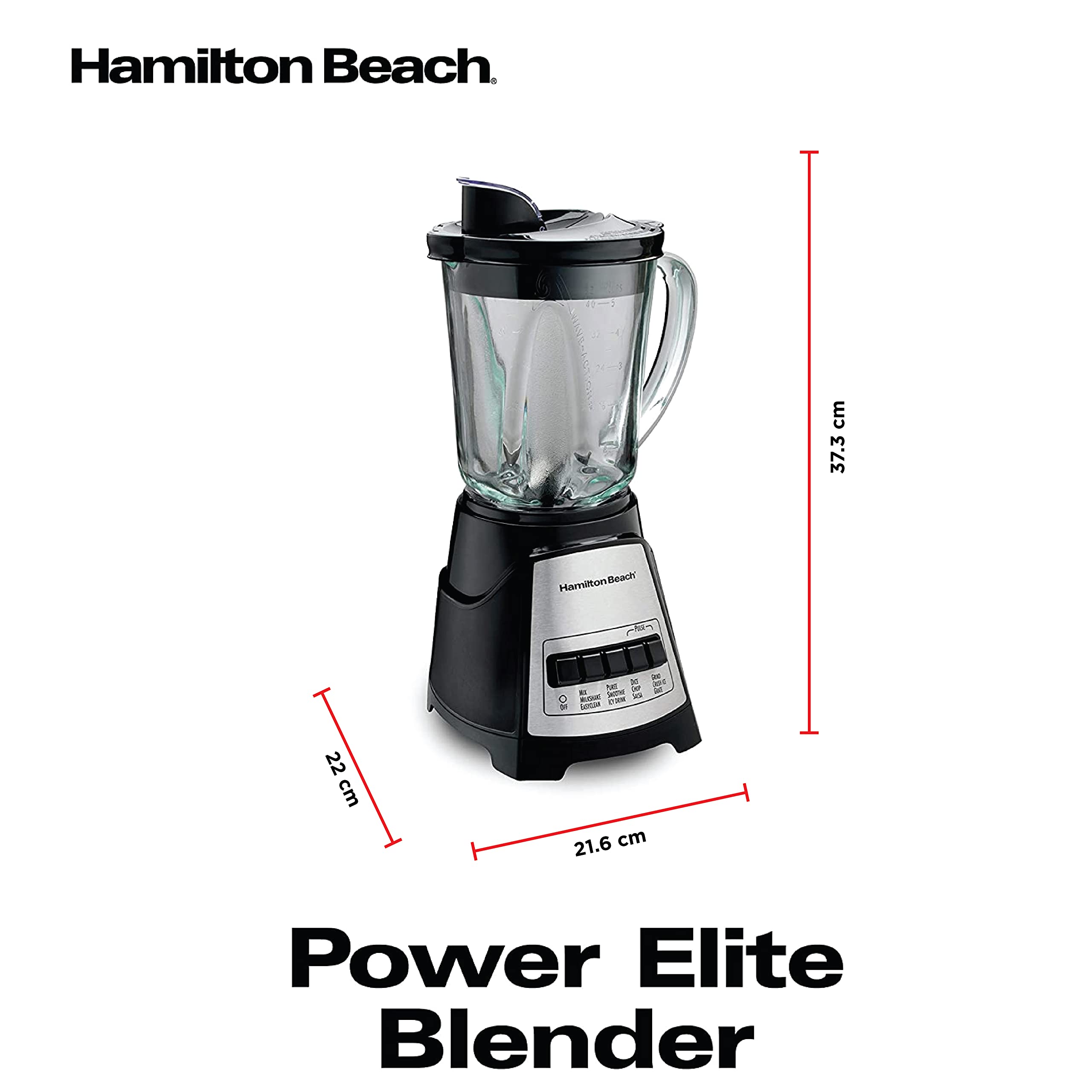 Hamilton Beach 1.4L Multiblend Blender With 12 Functions For Puree, Crush Ice هاملتون بيتش خلاط متعدد الخلطات سعة 1.4 لتر مع 12 وظيفة للهرس وسحق الثلج والمخفوق والسموذي