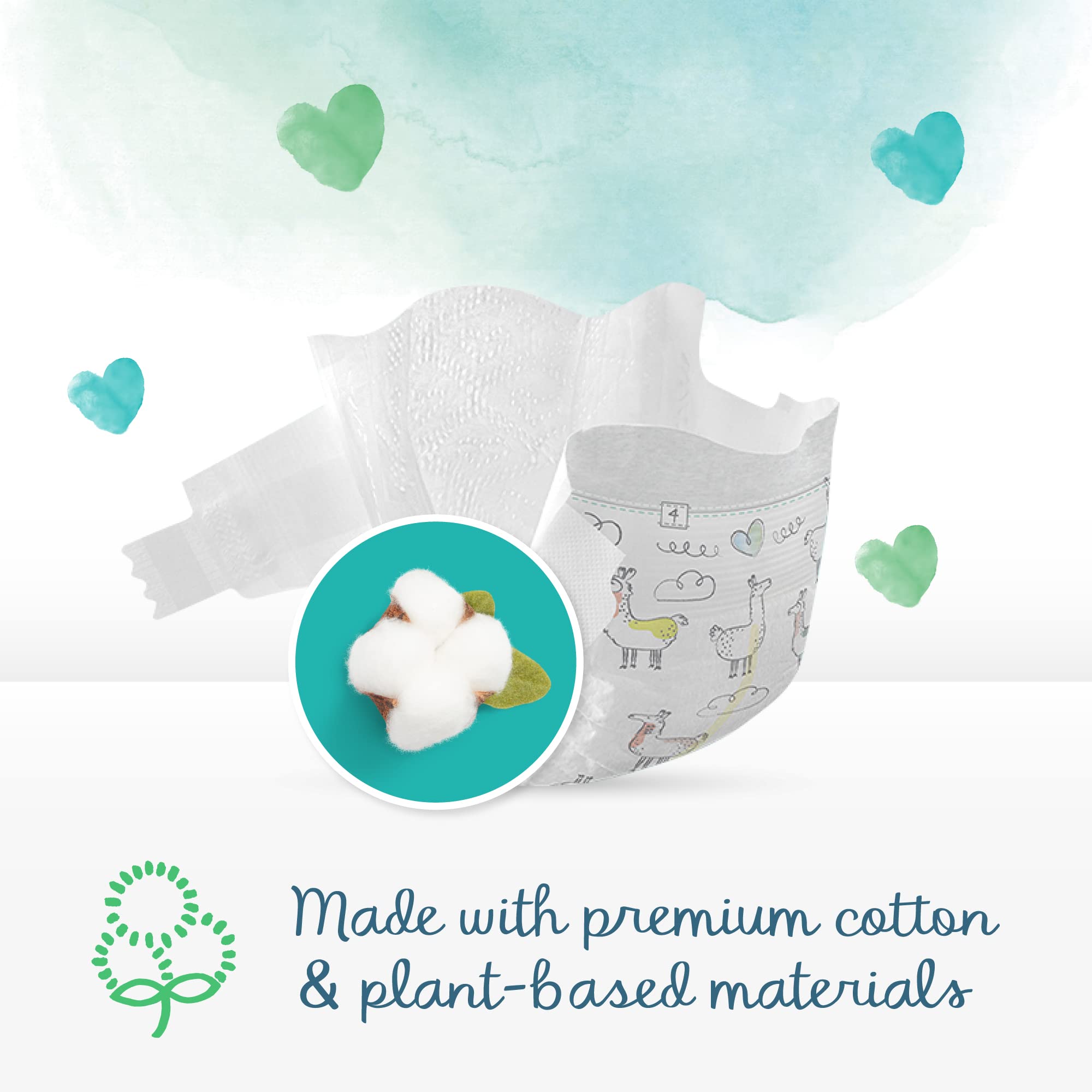 Pampers Pure Protection Dermatologically Tested Diapers, Size 2, 4-8Kg, 78 Diaper Count, Pack Of 2 Pieces بامبرز حفاضات بيور بروتكشن تم اختبارها من قبل اطباء الجلدية، مقاس 2، 4-8 كغم، 78 حفاضة، عبوة من قطعتين