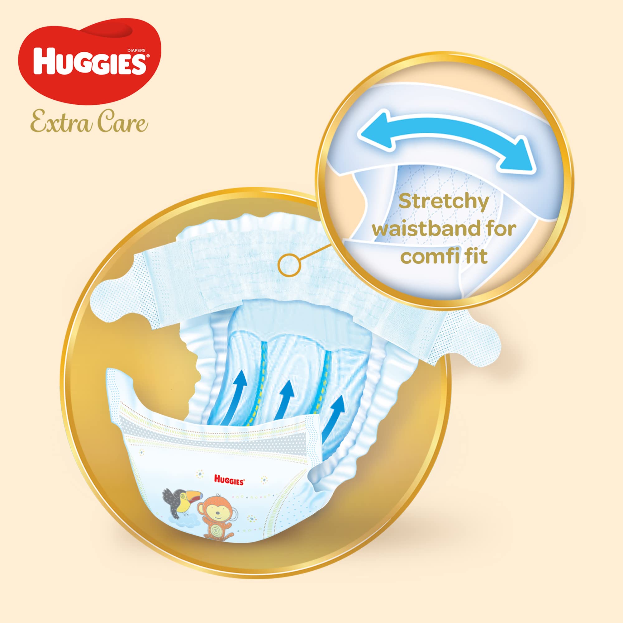 Huggies Diaper Extra Care Size 6-- 15+kg 42pcs حفاضات اكسترا كير مقاس 6 من هاجيز، وزن اكثر من 15 كجم، 42 قطعة