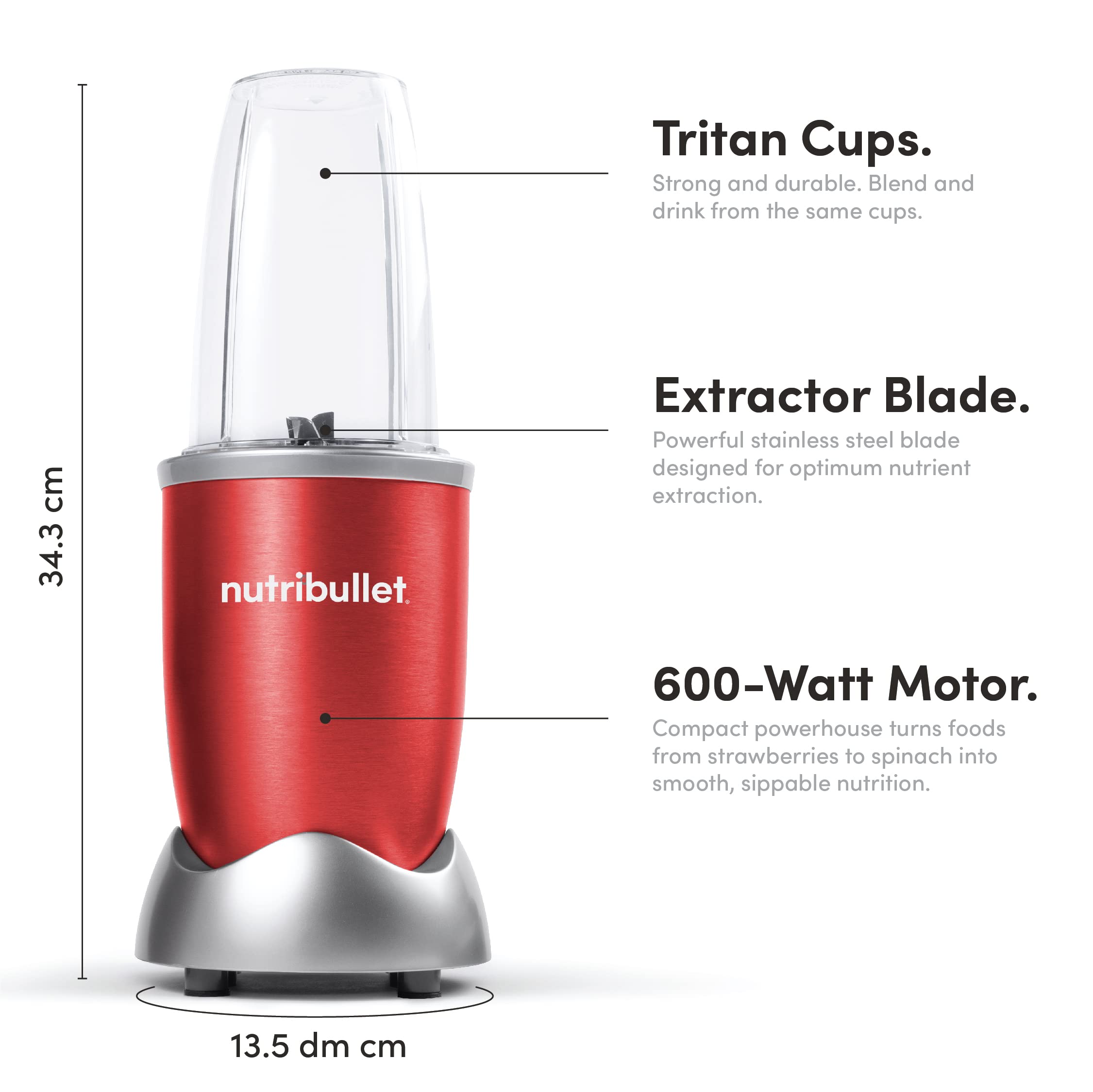 NutriBullet Food Blender, Multi-Function High-Speed Blender, Mixer System With Nutrient Extractor, Red, 9 piece, NBR-1212R  DAMAGE BOX