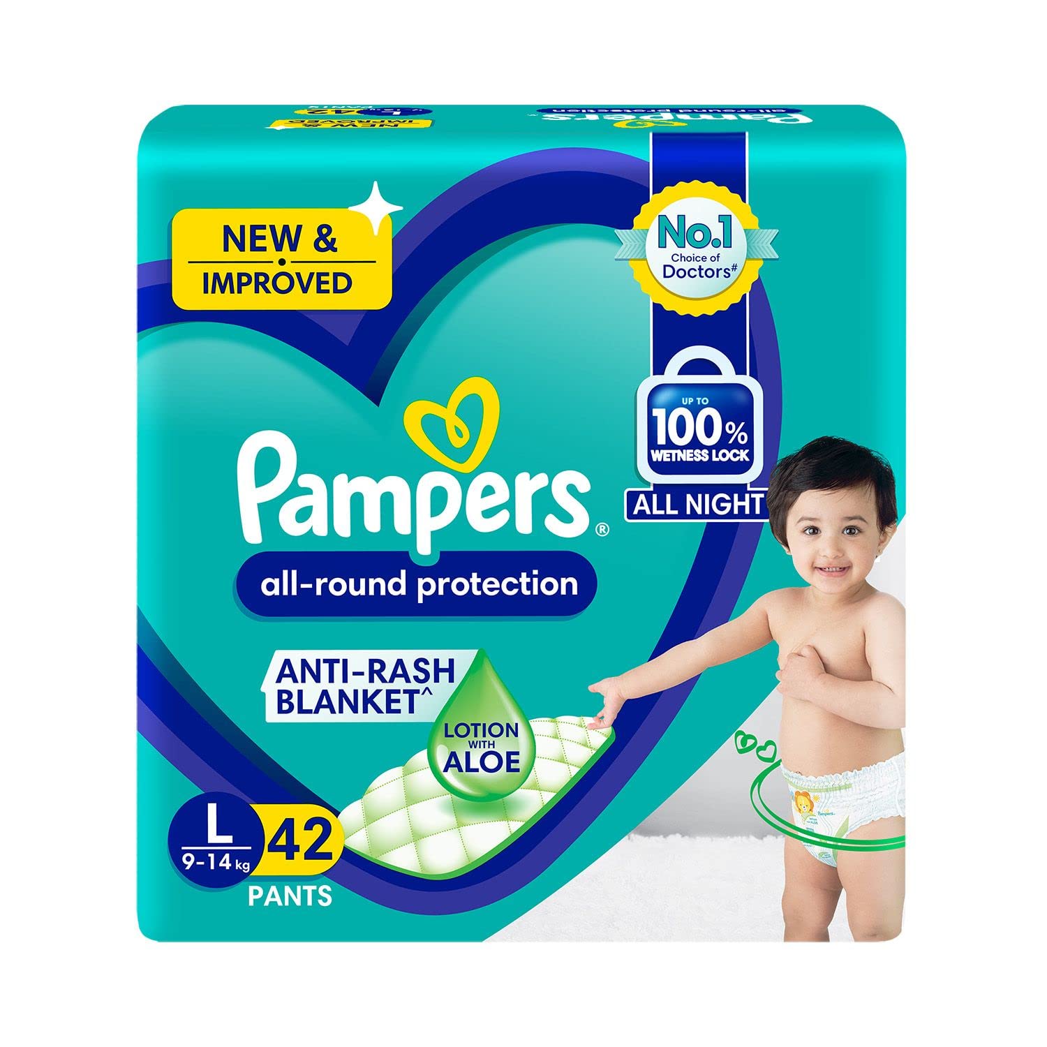 Pampers Baby Dry Pants With Aloe Vera,Large, (42 Counts)