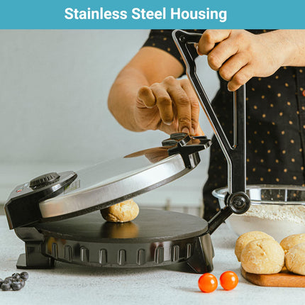 Geepas 1200W Mexican Style Tortilla Press - Roti/Chapati Maker جهاز صنع البان كيك والكريب من جيباس