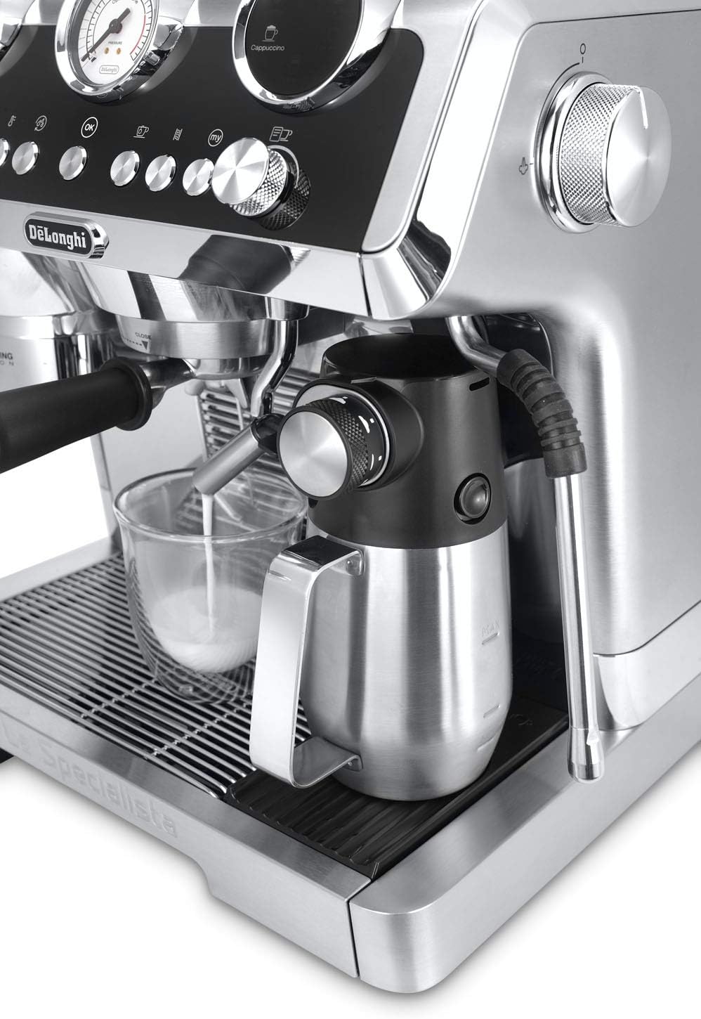 De'Longhi La Specialista Maestro, Pump Espresso Coffee Machine, With Sensor Grinding Technology, Smart Tamping Station, Pre Infusion, Manual and Automatic Milk Frothing Options, EC9665.M (Silver)
