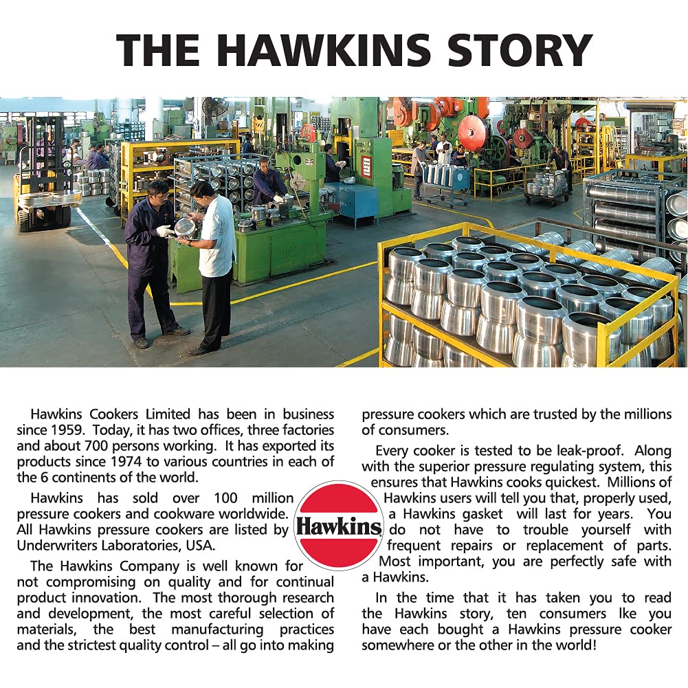 Hawkins Classic Aluminium Pressure Cooker, 3 Litres Taller Body, Silver طنجرة ضغط كلاسيكية من هاوكنز، مصنوعة من الالومنيوم، سعة 3 لتر