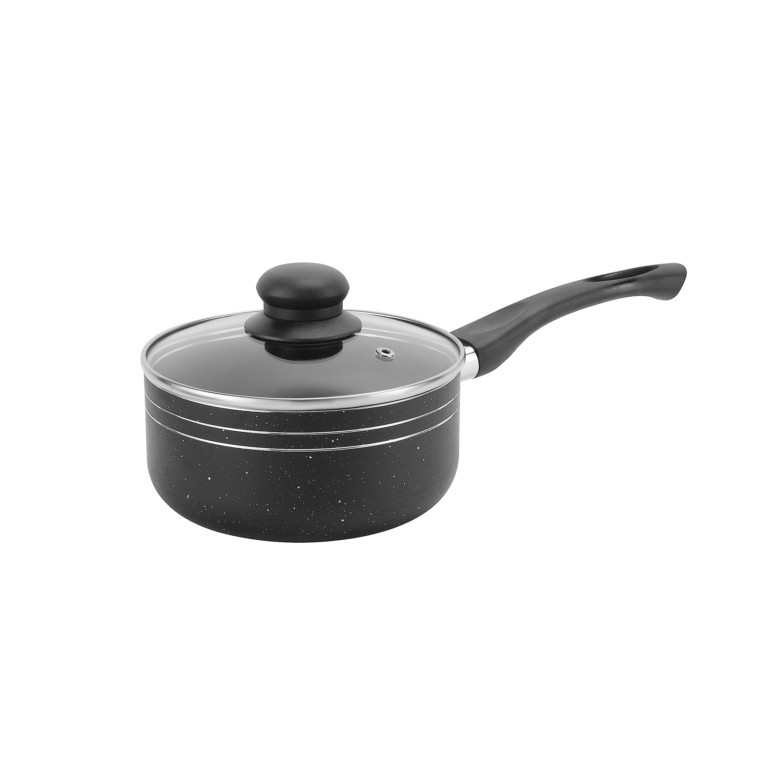 Royalford Ritz 9-Piece Non-Stick Cookware Set- RF11759 Aluminum Body With 3-Layer Construction, CD Bottom, Bakelite Handles And Glass Lid Black