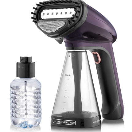 BLACK+DECKER Portable Garment Steamer With Universal Bottle Adaptor 1500W Dark Purple HST1500-B5
