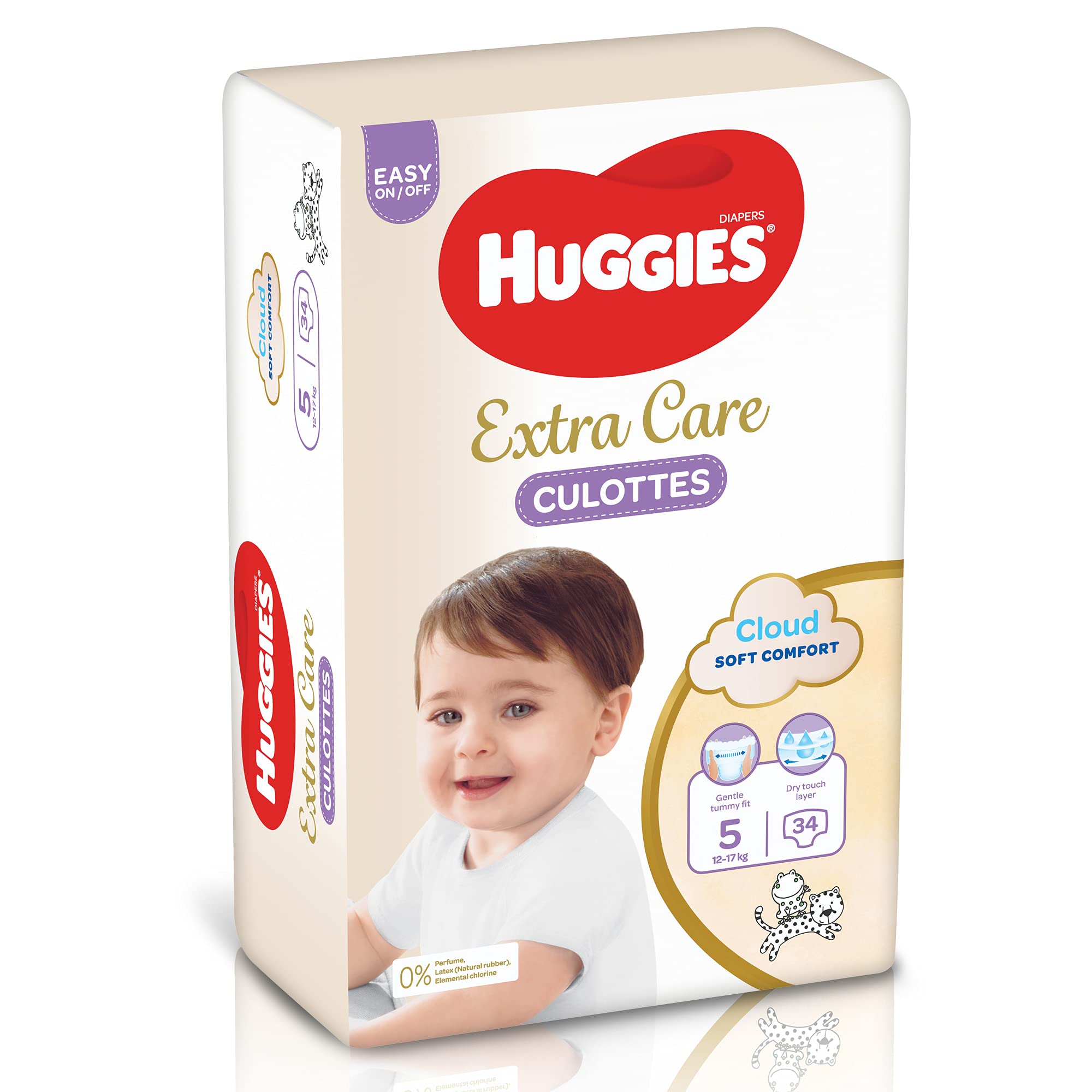 Huggies Extra Care Diaper Pants Size 5 12-17kg 34pcs حفاضات بانتي اكسترا كير من هاجيز، مقاس 5 الذي يناسب وزن 12-17 كجم، 34 قطعة