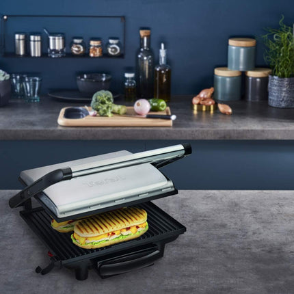 Tefal Inicio Panini Grill, 2000 Watts, Multi-Colour, Stainless Steel/Plastic, Gc241D28."Min 1 year manufacturer warranty