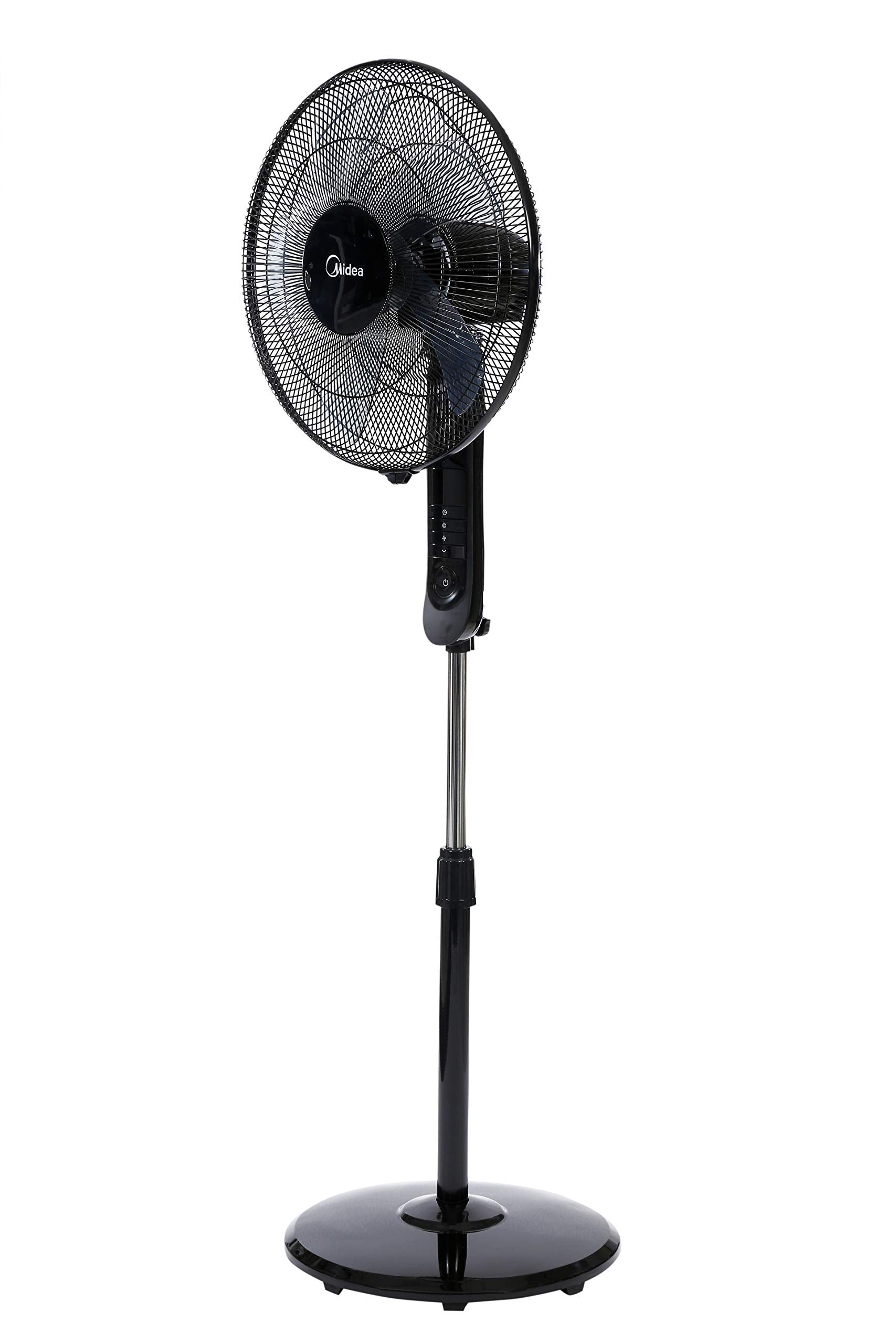 Midea Pedestal Stand Fan with Remote Control, 16 inch, 3D Oscillation Directions, 3 Speed Levels & Adjustable Height ميديا مروحة قائمة بقاعدة مع جهاز تحكم عن بعد، 16 انش، اتجاهات تذبذب ثلاثية الابعاد، 3 مستويات سرعة وارتفاع قابل للتعديل