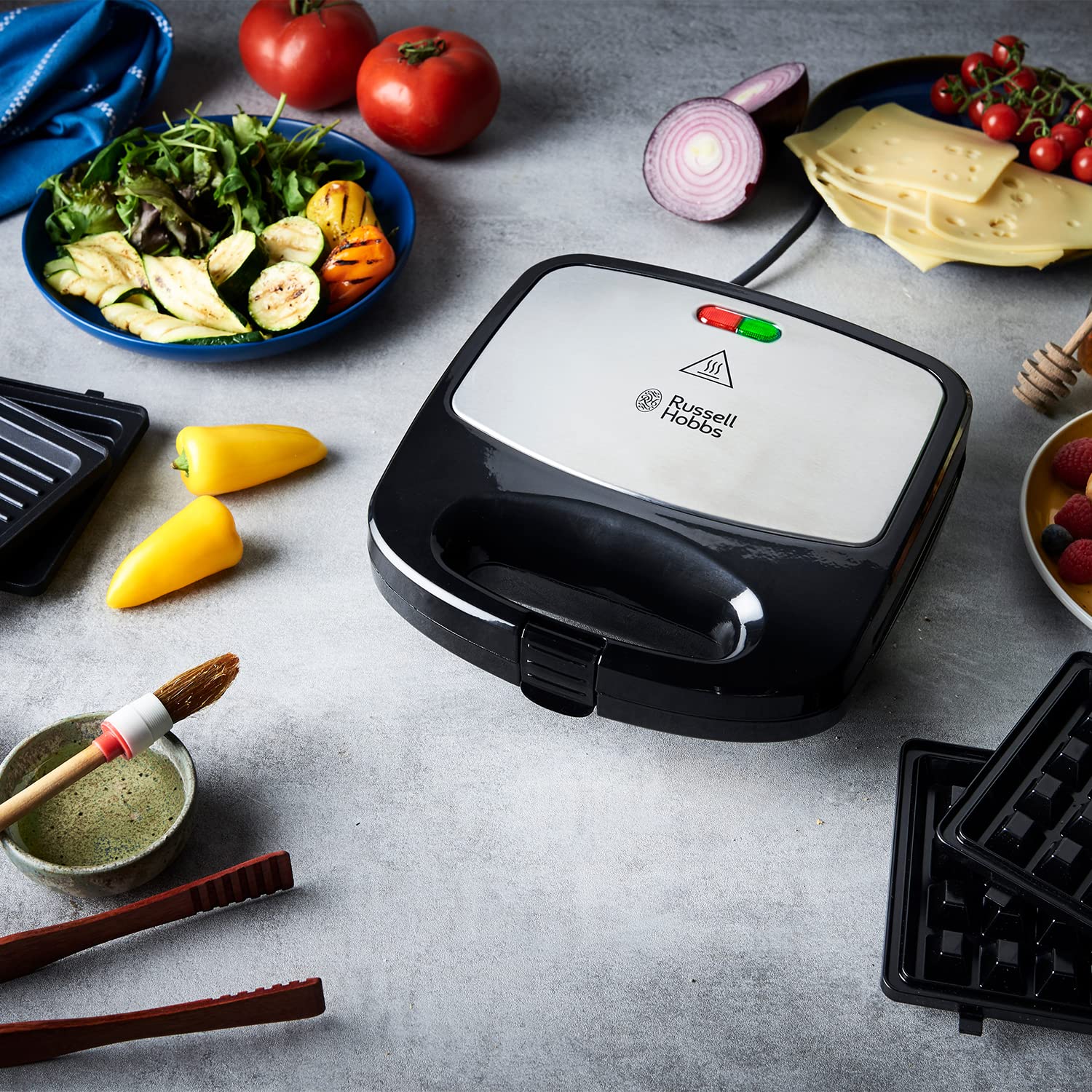 Russell Hobbs 3-In-1 Sandwich/Panini And Waffle Maker Black, 24540