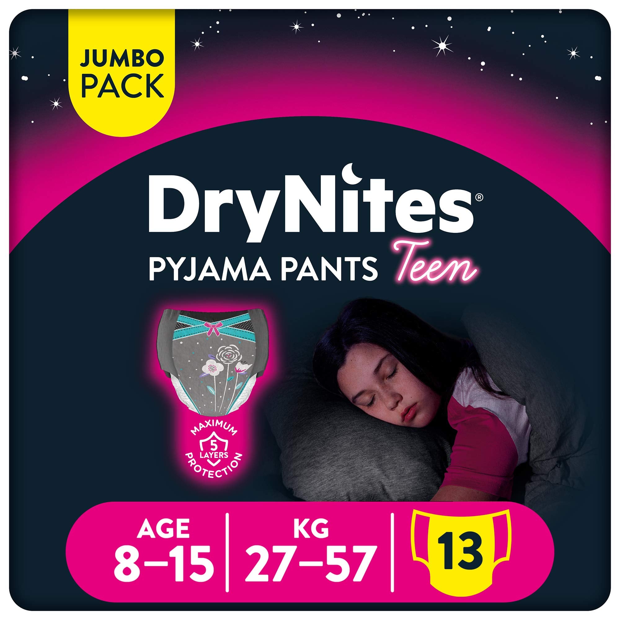 Drynites Pyjama Pants, Age 8-15 Y, Girl, 27-57 Kg, 13 Bed Wetting Pants