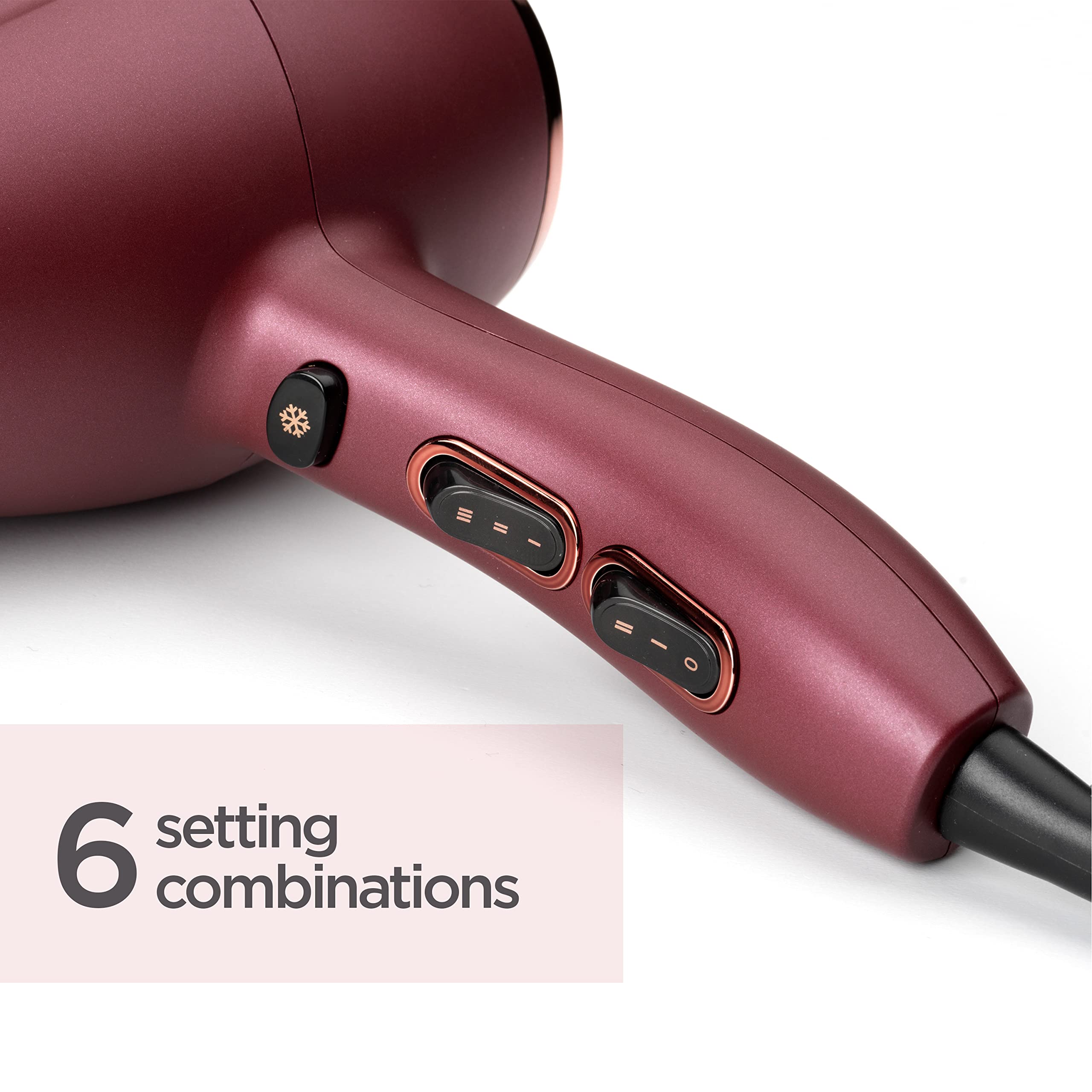 BaByliss Berry Crush Dryer | Advanced Airflow Technology Gives A Powerful, Controlled Airstream| 3 Heats And 2 Speed Settings For Controlled Drying And Styling|lightweight | 5753PSDE(Burgundy)