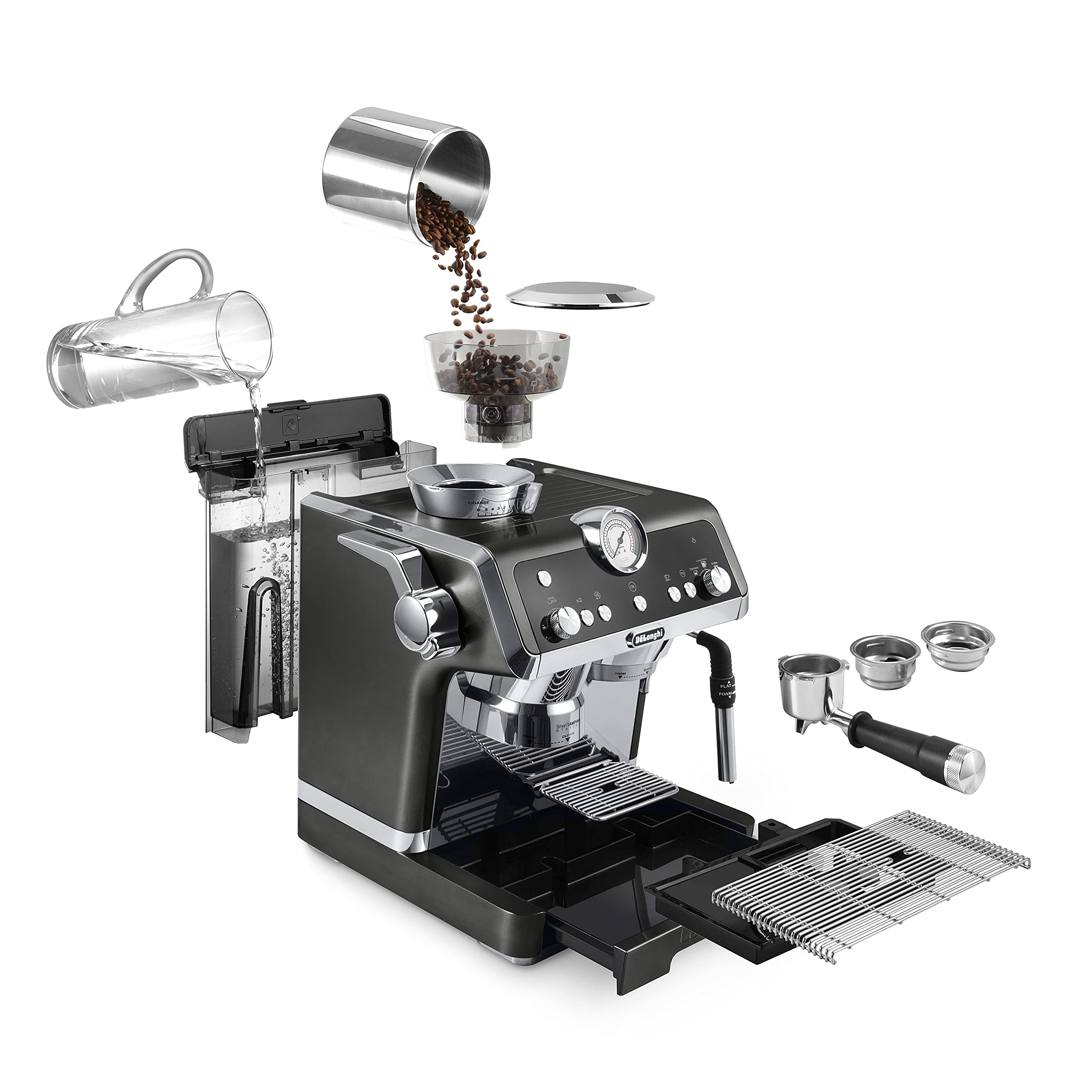 De'Longhi Bean to Cup Coffee Machine La Specialista, Barista Pump Espresso, Cappuccino Maker with Smart Tamping Station and Active Temperature Control, Black, EC9335.BK