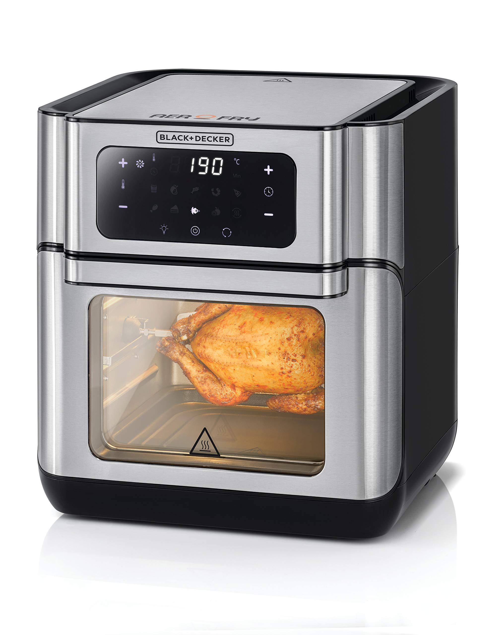 Black & Decker XL Digital Air Fryer Oven 1500W 12L, 10 Presets 360° Rapid Air Convection من بلاك + ديكر 1500 واط سعة 12 لتر، 10 اعدادات مسبقة وتقنية الحمل الحراري السريع 360 درجة للتحكم