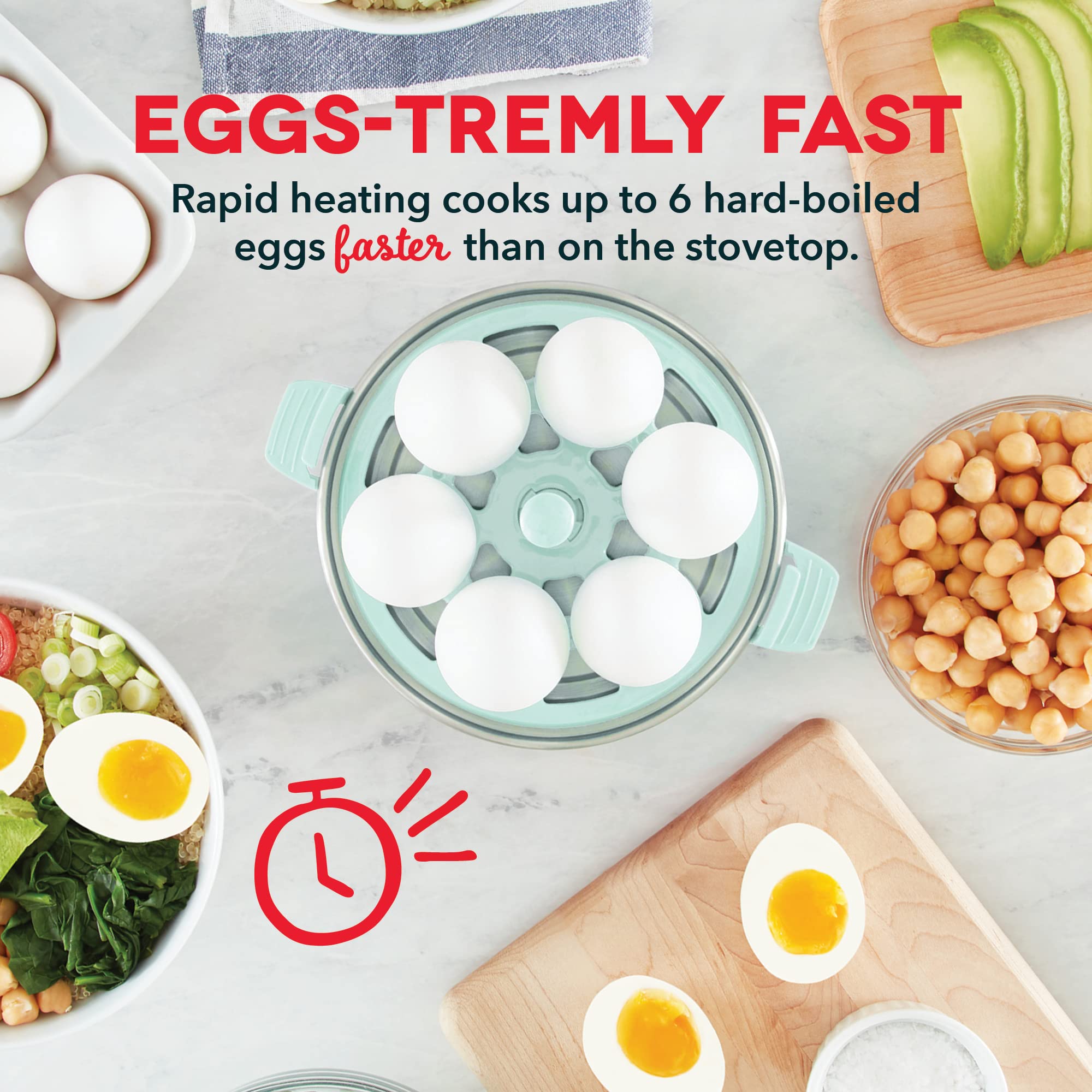 Dash Rapid Egg Cooker: 6 Egg Capacity Electric Egg Cooker for Hard Boiled Eggs, Poached Eggs, Scrambled Eggs, or Omelets with Auto Shut Off Feature, Aqua