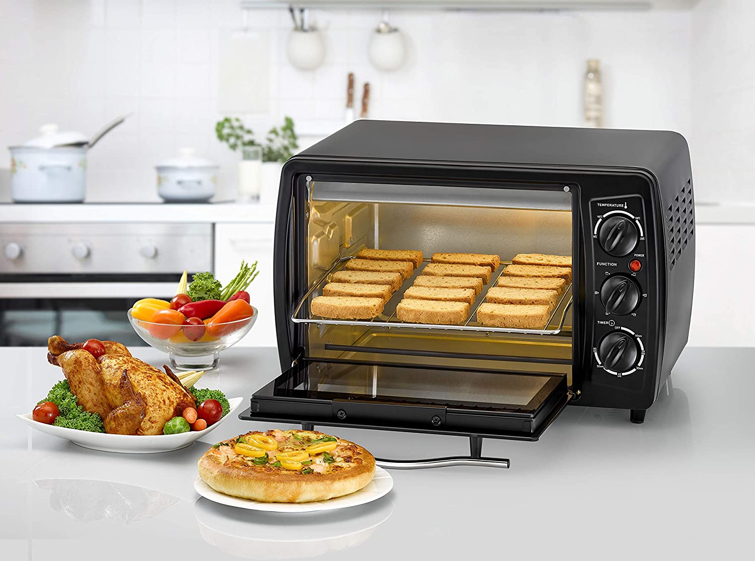 BLACK+DECKER 1380W 19L Toaster Oven, Double Grill And Double Glass Door فرن تحميص مع مشواة مزدوجة زجاجية من بلاك اند ديكر