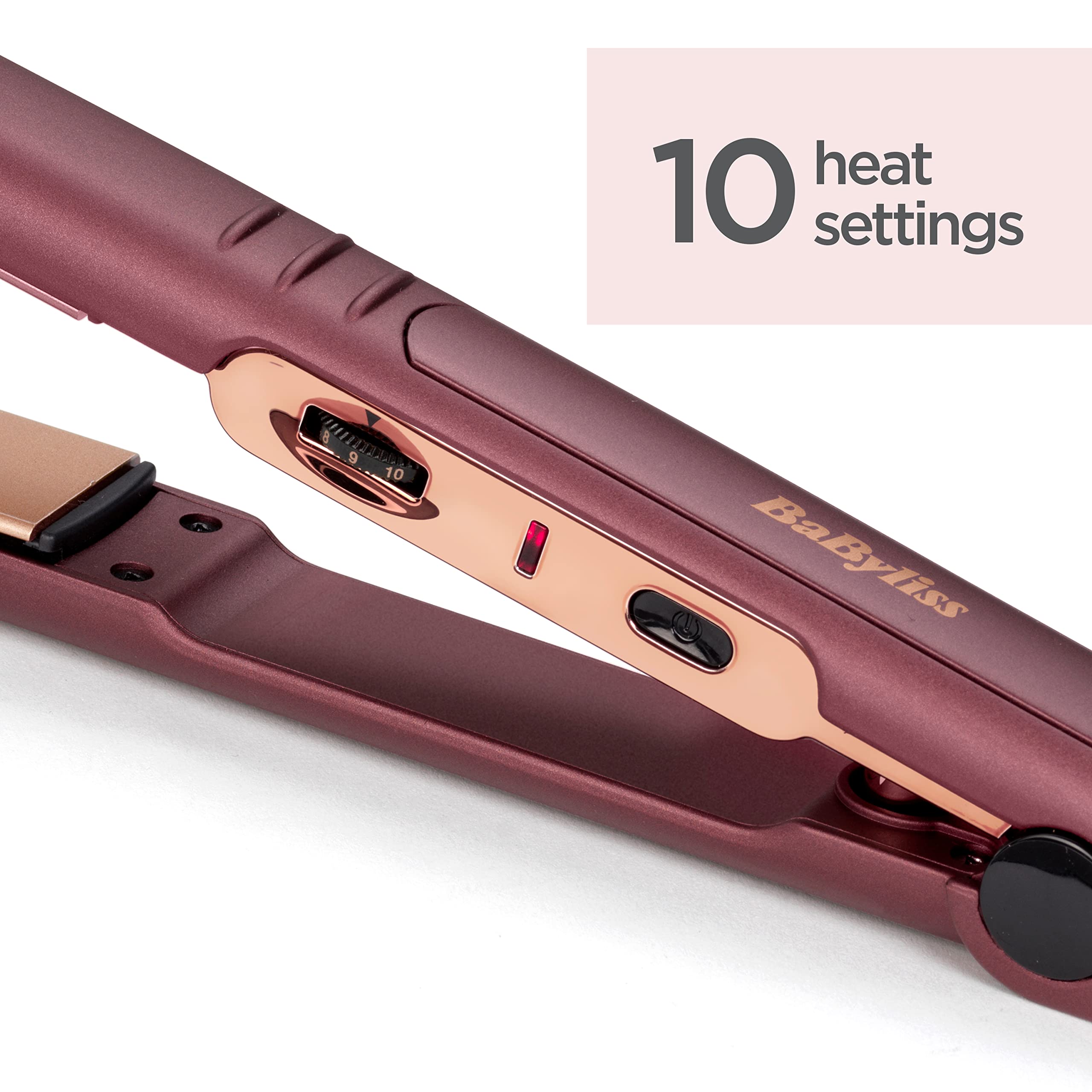 BaByliss Berry Crush 230 Hair Straightener| 10 Heat Settings From 140c - 230c For Use On All Hair Types l Long Length 3m Swivel Cord | Long Length Plates For Fast Smooth Styling | 2183PSDE(Brown)