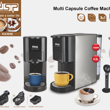Dsp Espresso Machine 3in1 Capsule & Coffee Powder