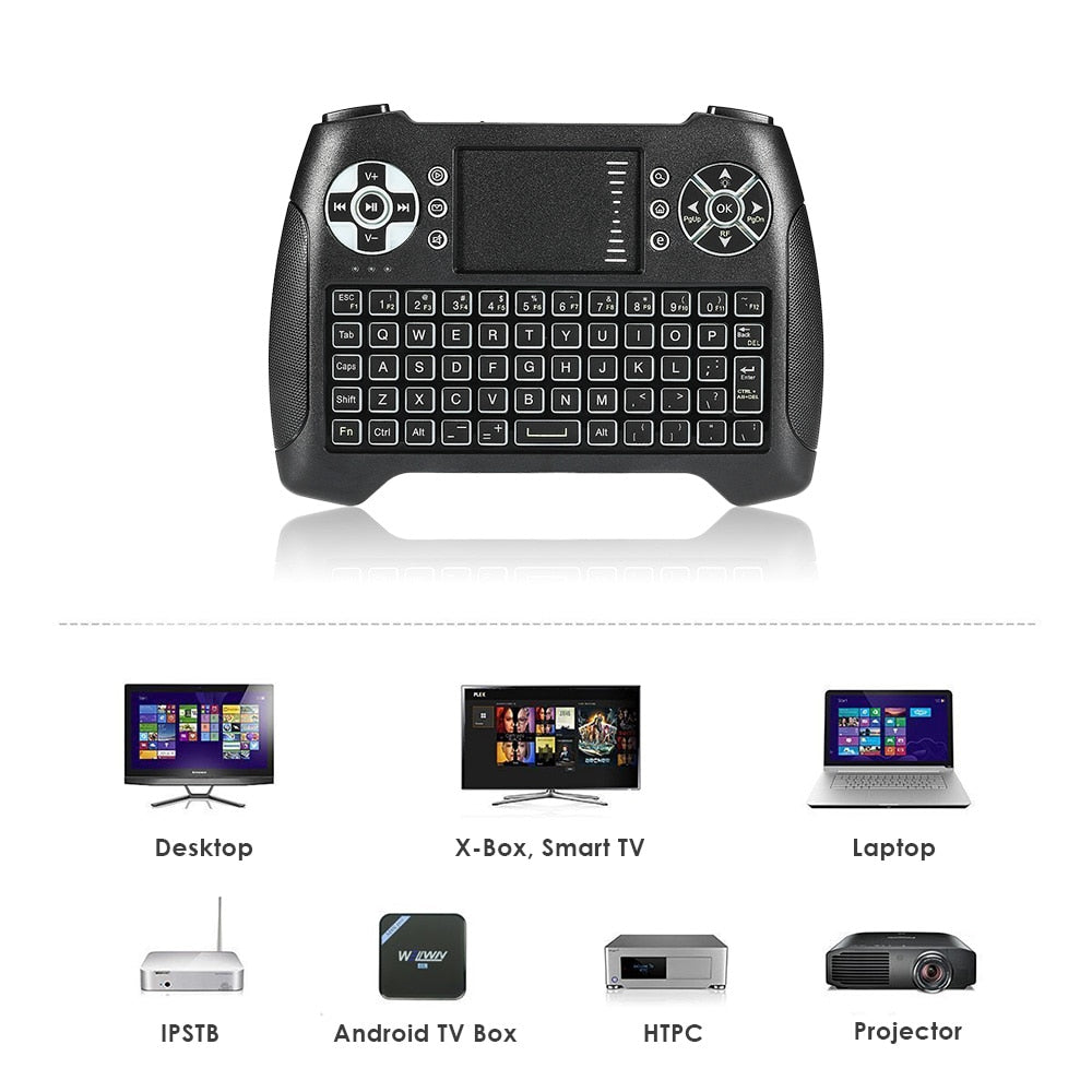 Mini wireless keyboard with touch and backlight