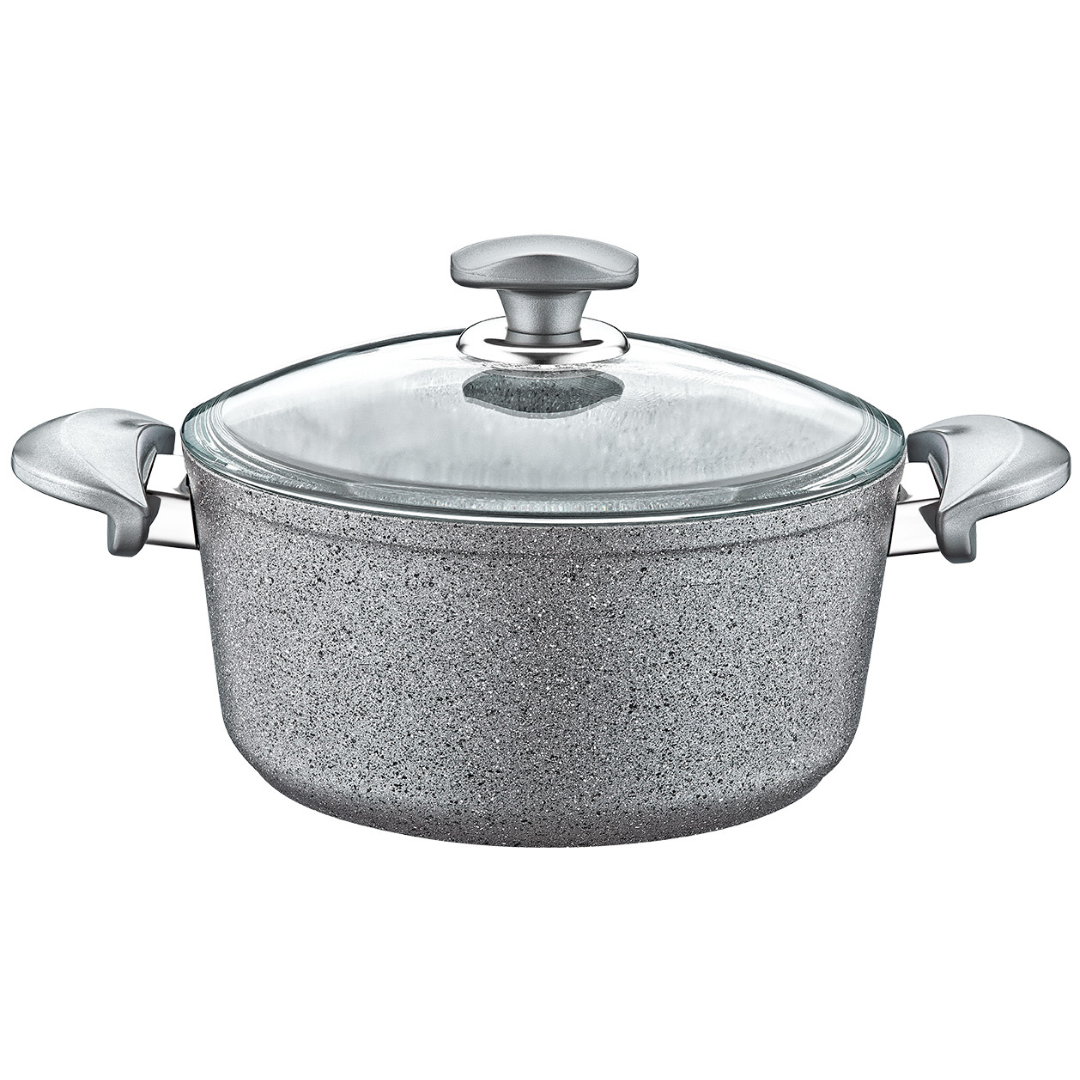 OMS - 34cm Granitec Casserole With Induction Gray Color - Made in Turkey