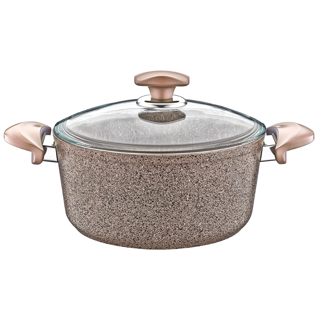 OMS - 34cm Granitec Casserole With Induction Brown Color - Made in Turkey