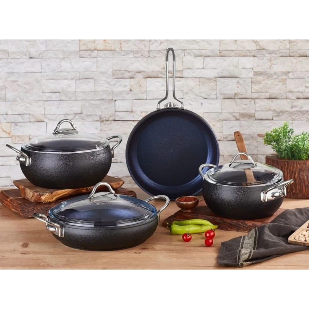 Amboss Black Acqua Granitec Coated 7 Pcs Cookware set - Made in Turkey