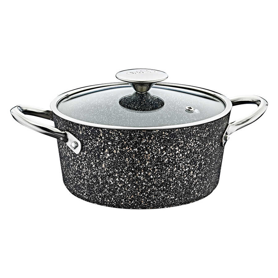 OMS - 30cm Granitec Casserole With Induction Black Color - Made in Turkey